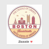 Boston Massachusetts City Skyline Emblem Aufkleber (Blatt)
