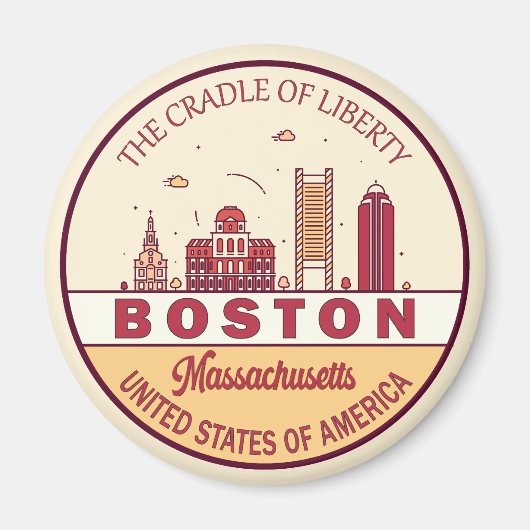 Boston Massachusetts City Skyline Emblem Magnet (Vorne)