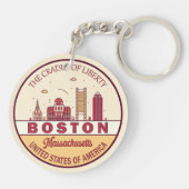 Boston Massachusetts City Skyline Emblem Schlüsselanhänger (Rückseite)