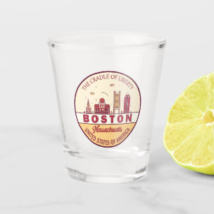 Boston Massachusetts City Skyline Emblem Schnapsglas