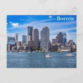 Boston Massachusetts City Skyline Harbor Travel Postkarte