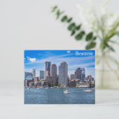 Boston Massachusetts City Skyline Harbor Travel Postkarte (Stehend Vorderseite)