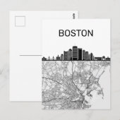 Boston Massachusetts City Skyline mit Karte (Vorne/Hinten)