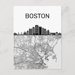 Boston Massachusetts City Skyline mit Karte