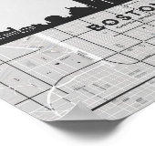 Boston Massachusetts City Skyline mit Karte Poster (Ecke)