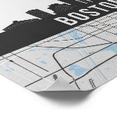 Boston Massachusetts City Skyline mit Karte Poster (Ecke)