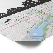 Boston Massachusetts City Skyline mit Karte Poster (Ecke)