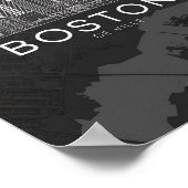 Boston Massachusetts City Skyline mit Kartenplakat Poster (Ecke)