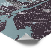 Boston Massachusetts City Skyline mit Kartenplakat Poster (Ecke)