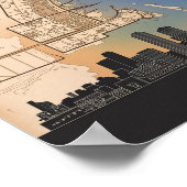 Boston Massachusetts City Skyline mit Vintager Kar Poster (Ecke)