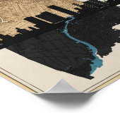 Boston Massachusetts City Skyline mit Vintager Kar Poster (Ecke)