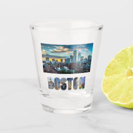 Boston Massachusetts City Skyline Travel Foto Schnapsglas