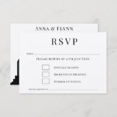 Boston Massachusetts City Skyline Wedding RSVP Inv Einladung (Vorne/Hinten)