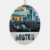 Boston Massachusetts City Skyline Weihnachten Keramik Ornament (Rechts)
