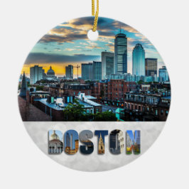 Boston Massachusetts City Skyline Weihnachten Keramik Ornament