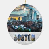Boston Massachusetts City Skyline Weihnachten Keramik Ornament (Links)