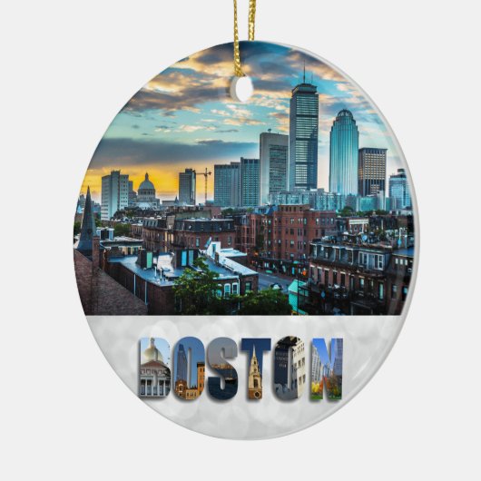 Boston Massachusetts City Skyline Weihnachten Keramik Ornament (Links)