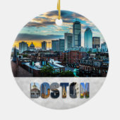 Boston Massachusetts City Skyline Weihnachten Keramik Ornament (Hinten)