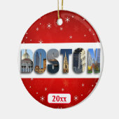Boston Massachusetts City Travel Fotos Weihnachten Keramik Ornament (Links)