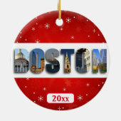 Boston Massachusetts City Travel Fotos Weihnachten Keramik Ornament (Hinten)