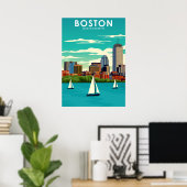 Boston Massachusetts City Travel Poster (Heimbüro)