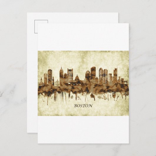 Boston Massachusetts Cityscape Einladungspostkarte (Vorne/Hinten)