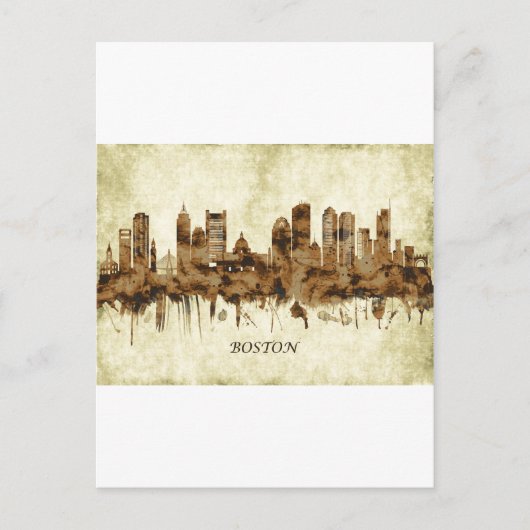 Boston Massachusetts Cityscape Einladungspostkarte (Vorderseite)