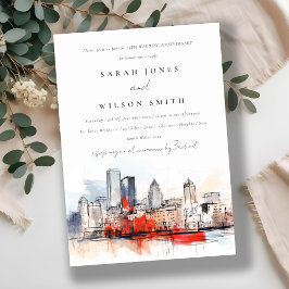 Boston Massachusetts Cityscape Hochzeitstag Einladung