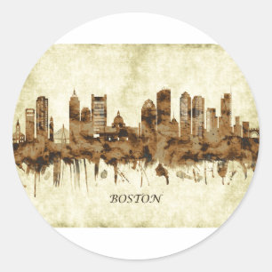 Boston Massachusetts Cityscape Runder Aufkleber