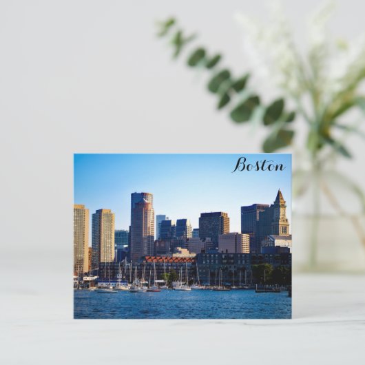 Boston Massachusetts Downtown City Skyline Postkarte (Stehend Vorderseite)