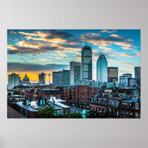 Boston Massachusetts Downtown Skyline Foto Poster