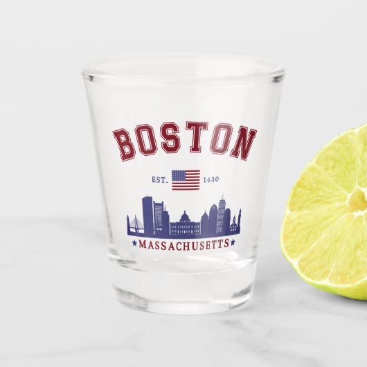 Boston Massachusetts Est. 1630 Travel Schnapsglas (Vorderseite)