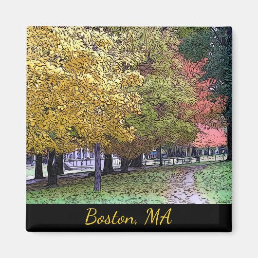 Boston, Massachusetts Fall Foliage Comic Art Magnet (Vorne)