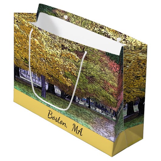 Boston, Massachusetts Fall Foliage Große Geschenktüte (Vorderseite Schrägansicht)