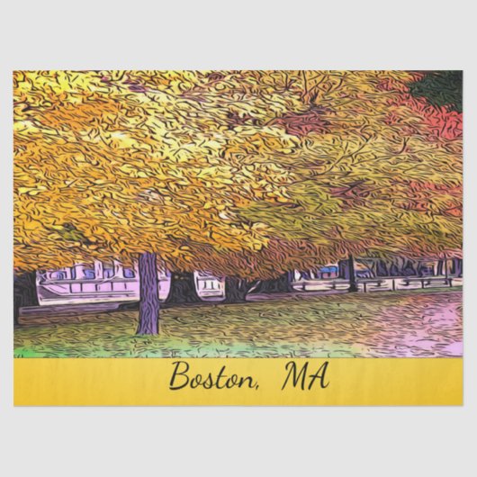 Boston, Massachusetts Fall Foliage Seidenpapier (Vorderseite)
