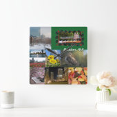 Boston, Massachusetts FotoCollage Quadratische Wanduhr (Zuhause)