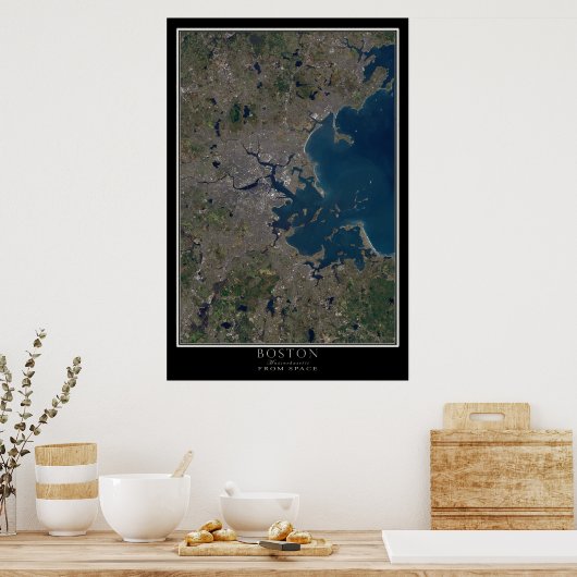 Boston Massachusetts from Space Satellite Map Poster (Küche)