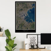 Boston Massachusetts from Space Satellite Map Poster (Heimbüro)
