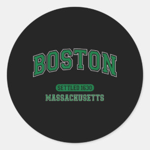 Boston Massachusetts Gegründet 1630 Vintage Sport Runder Aufkleber
