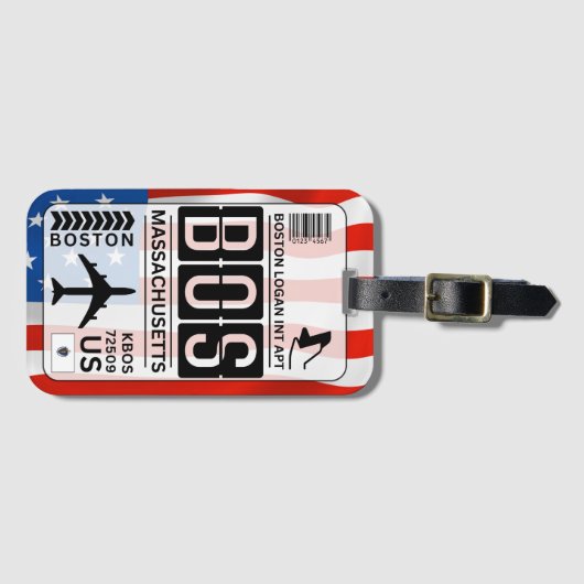 Boston Massachusetts Gepäckanhänger (Vorderseite (Horizontal))