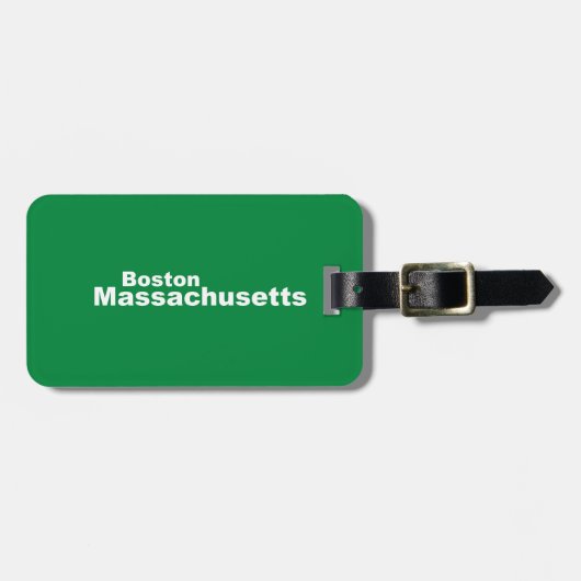 Boston, Massachusetts Gepäckanhänger mit Ledergurt (Vorderseite horizontal)