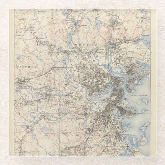 Boston, Massachusetts Glasuntersetzer (Vorderseite)