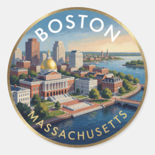 Boston Massachusetts Golden Dome Reise Kunst Runder Aufkleber