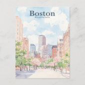 Boston Massachusetts Gouache Illustration Travel Postkarte (Vorderseite)