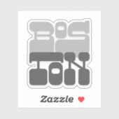 Boston Massachusetts Graue Bubble-Letter Aufkleber (Blatt)