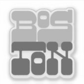 Boston Massachusetts Graue Bubble-Letter Aufkleber (Vorderseite)