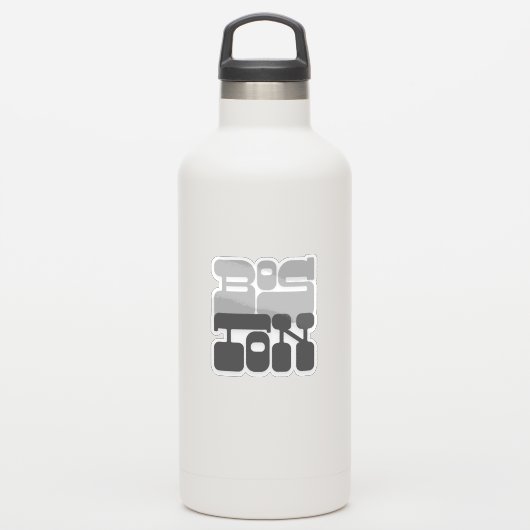 Boston Massachusetts Graue Bubble-Letter Aufkleber (Wassserflasche)