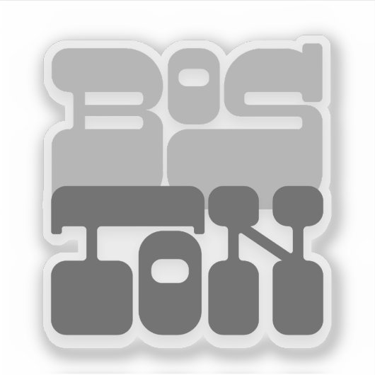 Boston Massachusetts Gray Bubble Letter Aufkleber (Vorderseite)