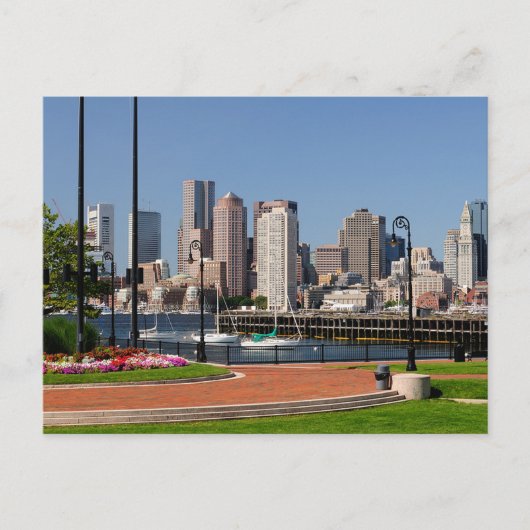 Boston Massachusetts, Hafen & Skyline Postkarte (Vorderseite)