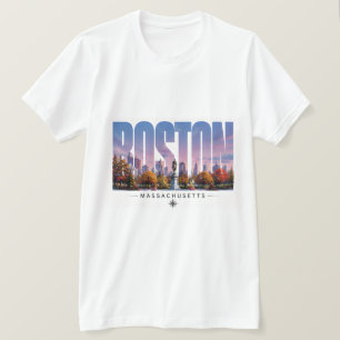 Boston Massachusetts Hafen Skyline Reise Szene T-Shirt